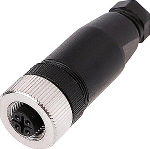 Conector Para Sensor M12 4 Pinos Fêmea Reto Pg7 Novo Com Nf