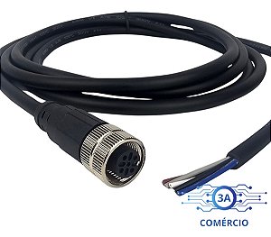 Conector Sensor M12 5 Pinos Fêmea Reto Com Cabo 2 Metros