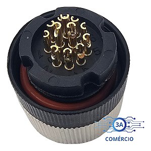 Conector Para Sensor M12 12 Pinos Fêmea Reto Pg7 Novo Com Nf