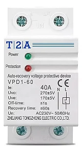 Rele Protetor Sobre E Sub Tensão E Corrente 40a/220v Tomzn