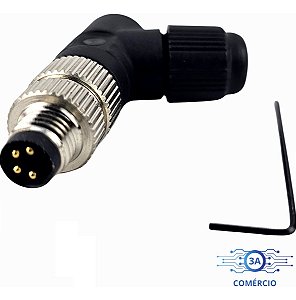 Conector Para Sensor M8 4 Pinos Macho 90° Novo Com Nota