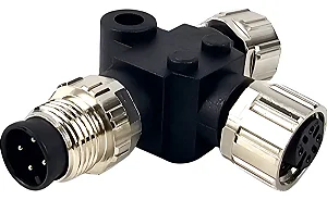 Conector Para Sensor M12 Y 4 Pinos 1 Macho / 2 Fêmea