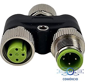Conector Para Sensor M12 Y 4 Pinos 2 Fêmea 1 Macho M12-441d