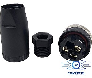 Conector Para Sensor M12 3 Pinos Macho Reto Pg7 Novo Com Nf