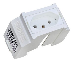 Tomada Para Trilho Din 2p+t 10a 250v Cor Branca Padrão Br Cor Branco
