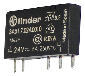 Relé Eletromecânico Slim 24vcc 6a 1naf Finder Para Base 93