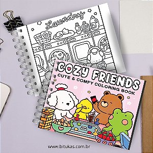 Caderno para colorir  Cozy Friends Com nome na capa