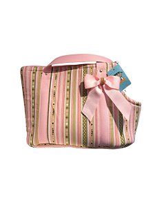 Bolsa de Transporte para Cachorro Rosa Listra Verde C/ Laço