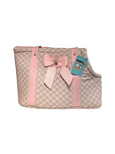 Bolsa de Transporte P/ Cachorros Rosa Luxo Com Laço