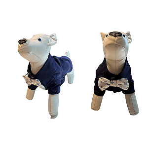 Camisa Azul Marinho C/ Gravata Borboleta