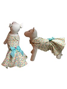 Vestido Pet Céu de Algodão C/ Gola Para Cadelas