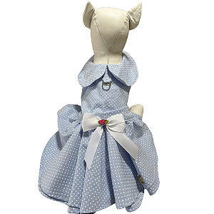 Vestido Pet Milly Sonho Azul C/ Gola Para Cadelas