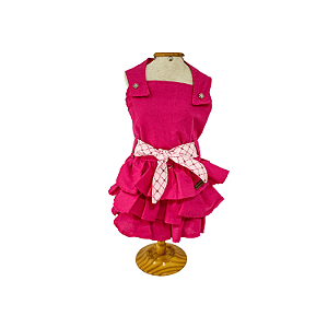 Vestido Pet Rosa Pink C/ 3 Folhos Para Cadelas estilosas