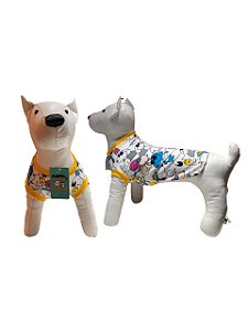 Camiseta Pet Snoopy Verão Gola Amarela Para Cachorros