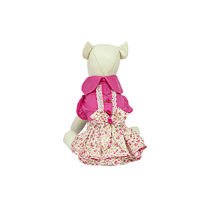 Vestido Pet Rosa Gola Chic e Estampa Floral Para Cadelas