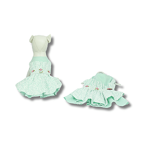 Jardineira Floral Verde Pet para Cachorros Estilosos