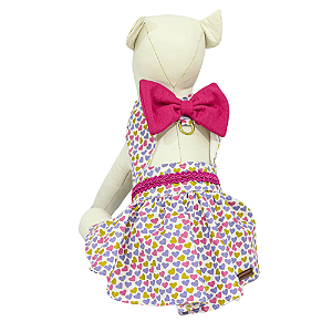 Vestido Pet Vazado C/ Estampa De Corações Para Cadelas