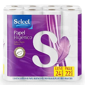 Papel Higiênico Folha Dupla Select 30m Leve 24 Pague 22