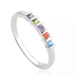 ANEL DE PRATA ZIRCÔNIAS COLORIDAS