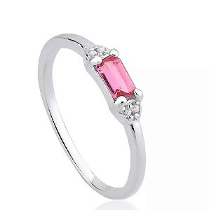 ANEL DE PRATA JASMIN FÚSCIA