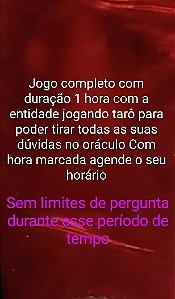Jogo de tarot com. 1 hora de duração