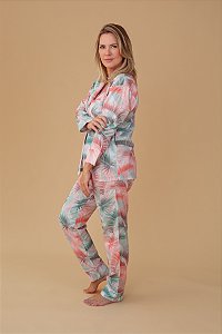 Pijama americano longo Folhagens