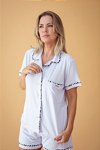 Pijama americano curto Branco Clássico