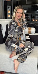 Pijama Americano Longo Trio Geométrico - tamanho P