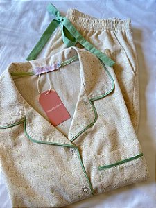 Pijama americano curto bege-menta