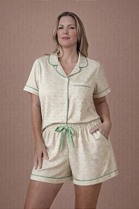 Pijama americano curto bege-menta