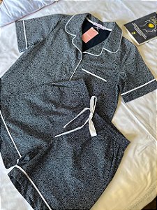 Pijama americano curto marinho riscos