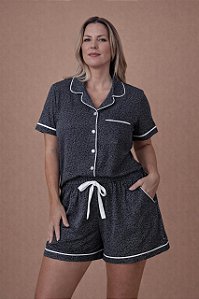 Pijama americano curto marinho riscos