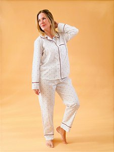 Pijama americano longo branco âncoras