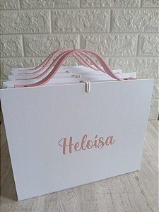 MALETA BRANCA COM ALÇA SINTÉTICA ROSA 25X20X5CM PERSONALIZADA