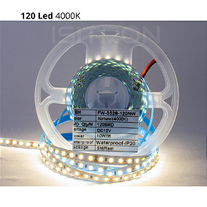 Fita 120 Led 3528 Branco Neutro 4000k Dupla Face IP20 Sem Silicone 5 Metros