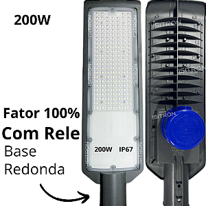Luminária 200W Com Relé Fotocélula Base Redonda Led SMD Fator 100% uso geral