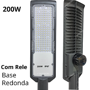 Luminária 200W Com Relé Fotocélula Base Redonda Led SMD