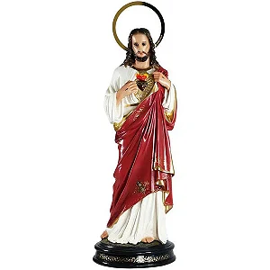 Sagrado Coração De Jesus 30cm Estatua Escultura Cor Vermelho Costa