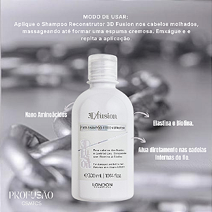 FIBER SHAMPOO 3D RECONSTRUTOR 300ml LONDON COSMÉTICOS