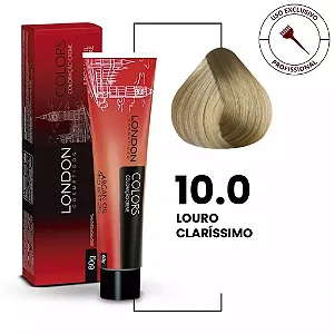 Coloração com Amônia Colors 10.0 Louro Claríssimo 60g | London Cosméticos