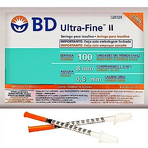 Seringa Para Insulina Bd - 1 Ml - Com Agulha - 8 X 0,30 Mm - 30G 5/16