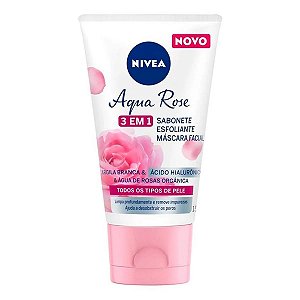 Sabonete Esfoliante e Máscara Facial Nívea Aqua Rose 3 em 1 150ml