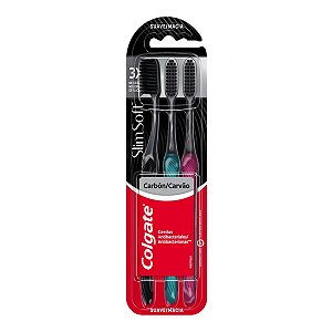 Escova de Dente Colgate Slim Soft Black 3 Unidades