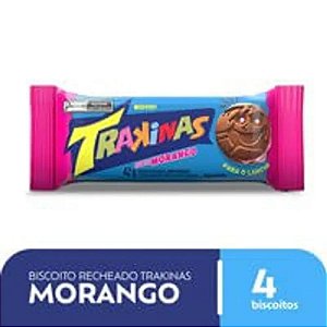 biscoito Recheado sabor Morango Pacote com 42g - Trakinas