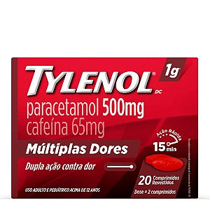 Analgésico e Antitérmico Tylenol DC 500mg + 65mg 20 Comprimidos