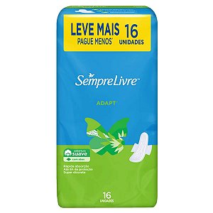 Absorvente Externo Sempre Livre Adapt Cobertura Suave com Abas 16 Unidades