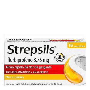 Anti-inflamatório e Analgésico Strepsils 8,75mg 16 Pastilhas Mel e Limão