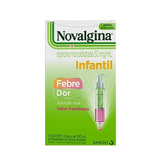 Analgésico e Antitérmico Infantil Novalgina Pediátrico 50mg/ml Dipirona 100ml Solução Oral + Seringa