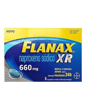 Analgésico, Anti-inflamatório e Antitérmico Flanax XR 660mg 8 Comprimidos Revestidos de Liberação Pr