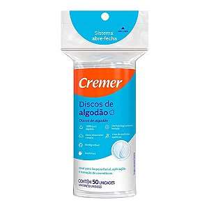 Algodão Em Discos Dupla Face Cremer 50 Unidades